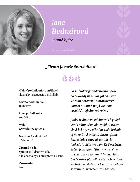 Jana Bednárová, Chutné kytice